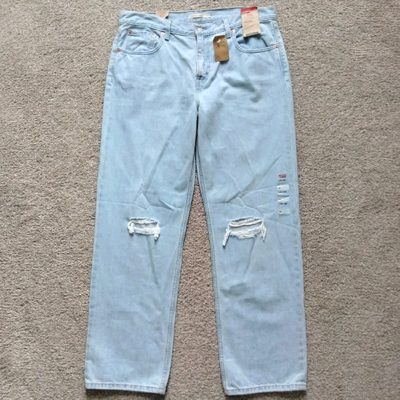 Levi's Denim - NWT 32 14 Levi's Low Pro Straight Leg Light Wash Destructed Denim Jeans NEW